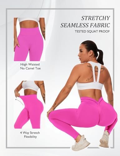 V Back Leggings for Women Ruched Butt Lifting Workout Leggings Booty Gym Yoga Pants
