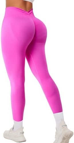 V Back Leggings for Women Ruched Butt Lifting Workout Leggings Booty Gym Yoga Pants